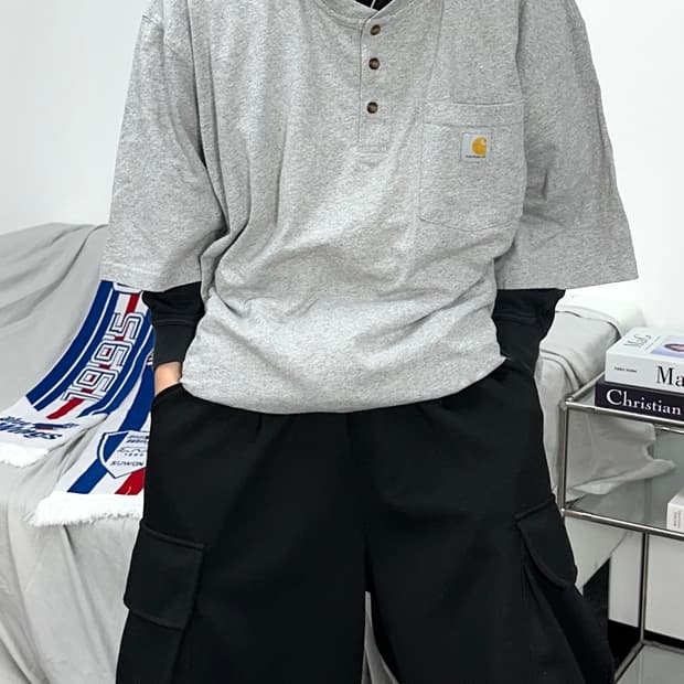 칼하트 헨리넥 포켓 그레이 반팔