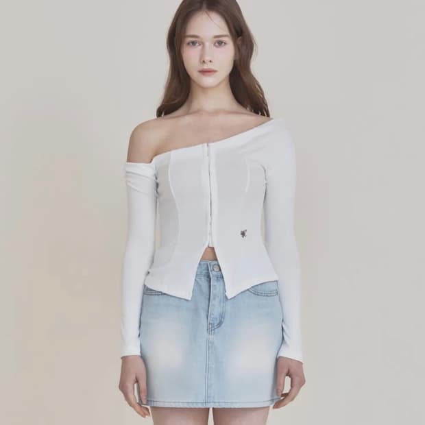 낫유어로즈 헤이즐 가디건 오프숄더 화이트