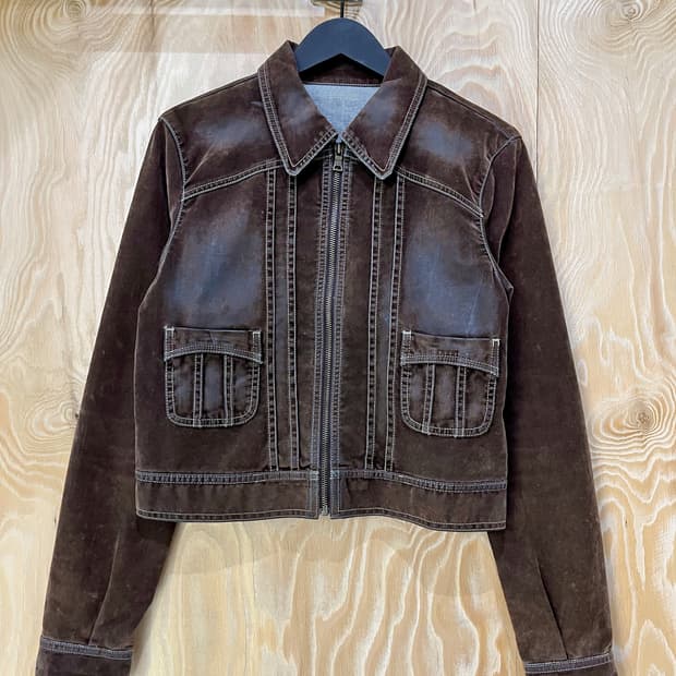 게스 Y2K 블루 코어 벨루어 집 자켓