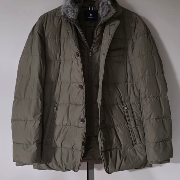 헤지스 남성 브라운 탈착퍼 구스다운점퍼. 싸이즈 95  