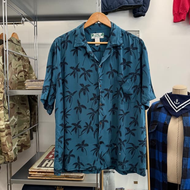 Two Palms 야자수 하와이안 셔츠 made in Hawaii (L)