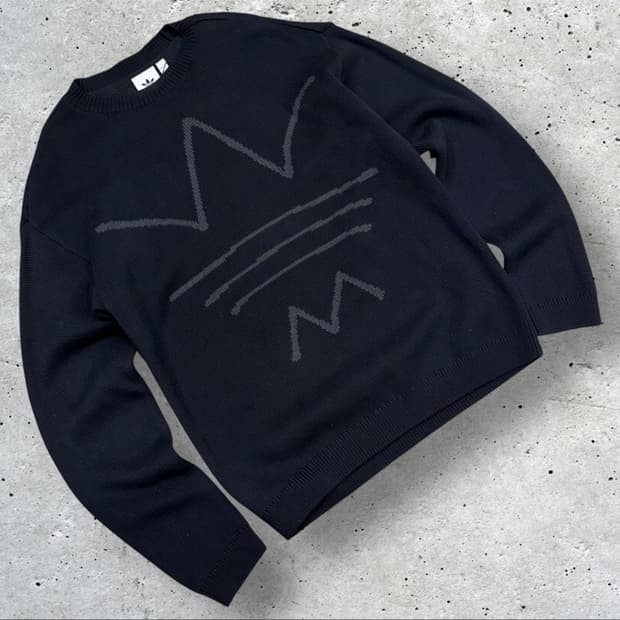 [XS] 아디다스 빅로고 트레포일 니트 블랙 B777