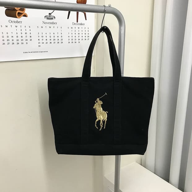폴로 골드 빅포니 블랙 토트백 가방