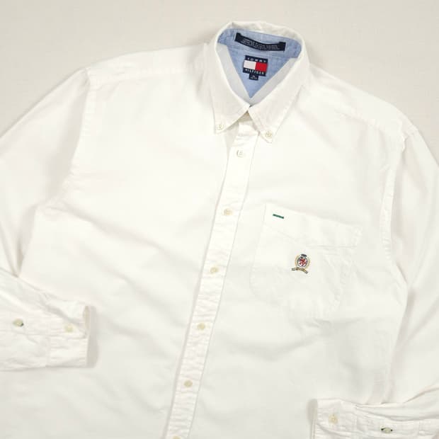 L(100) 타미 힐피거 화이트 월계관 셔츠