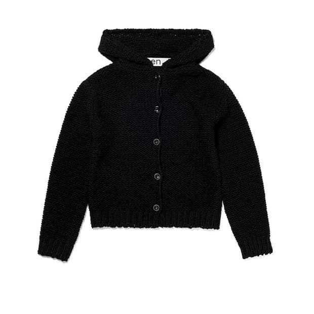 오픈와이와이 HOODED CHUNKY CARDIGAN, BLACK