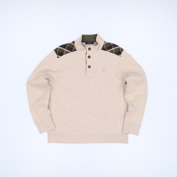 100 헤지스 숄더 체크 반폴라 하프넥 니트 4231