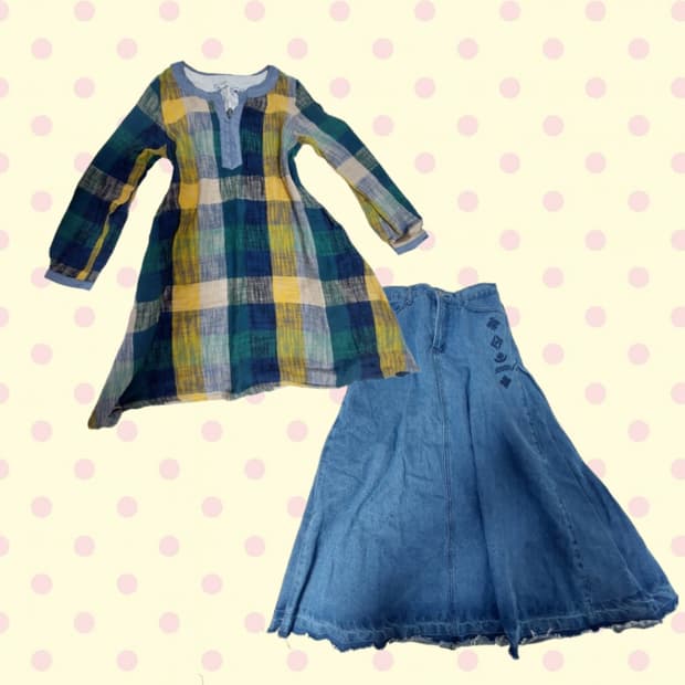 모리걸 너드 체크 코디세트