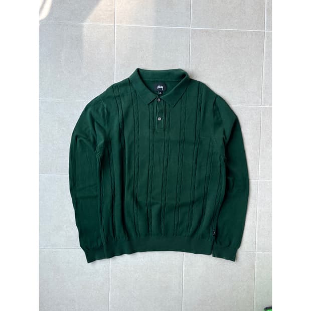 Stussy cable knit polo shirt