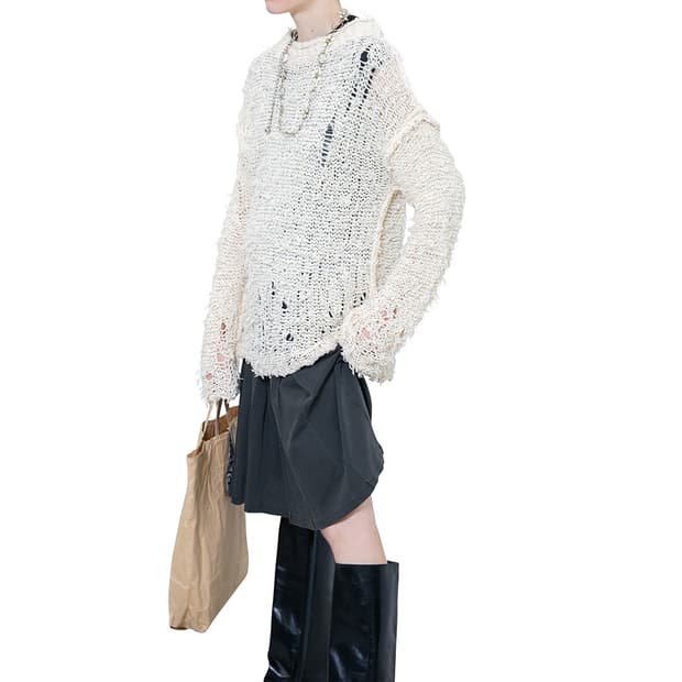 [F]퍼버즈 Rudder 니트/화이트