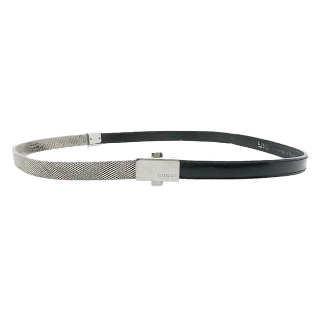 Gucci Plate Leather&Chain Belt/ 75