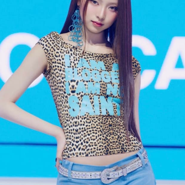 오마이티 키키 하음 착용 레오파드 티셔츠 새상품