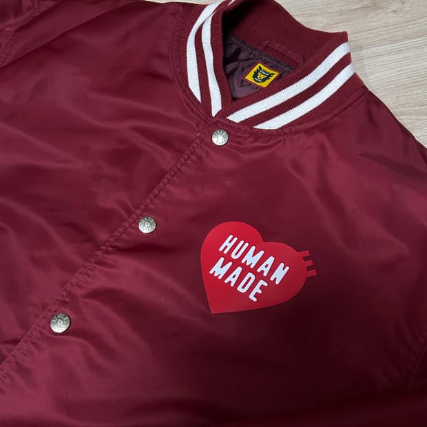 휴먼메이드 나일론 스타디움 자켓 버건디 S