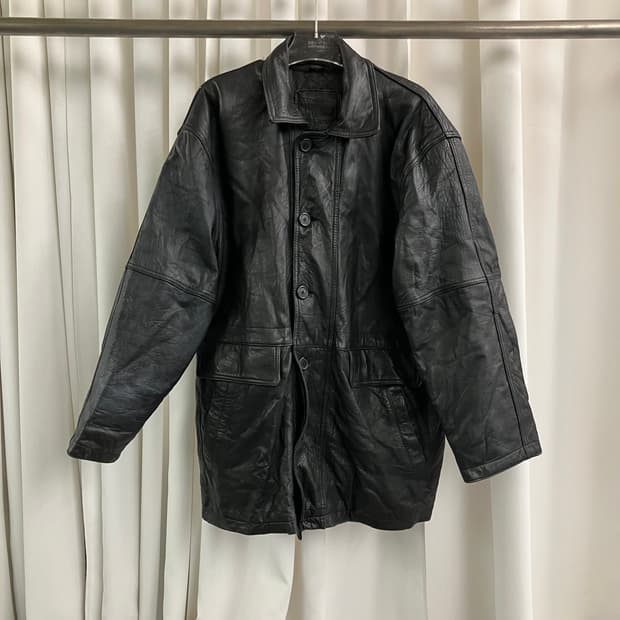VTG 빈티지 양가죽 하프 코트 L