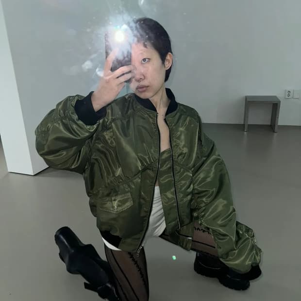 릿킴 블랙업 아워캐비넷  ma-1 셔링 항공 봄버 자켓 (미시착)(블랙)