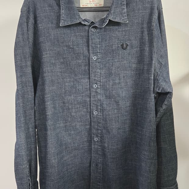 트루릴리전 자수 로고 데님 셔츠