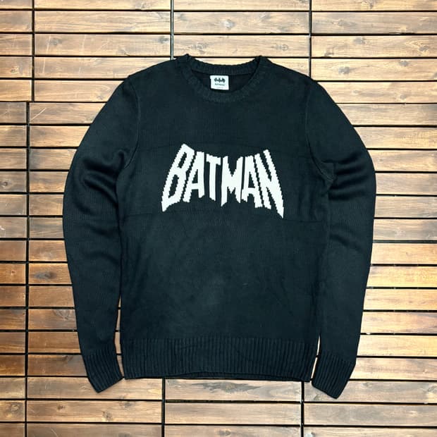 (S) 배트맨 스펠링 로고 블랙 니트