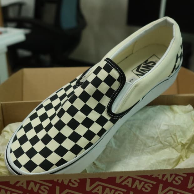 반스 클래식 슬립온 스택폼 체커보드 