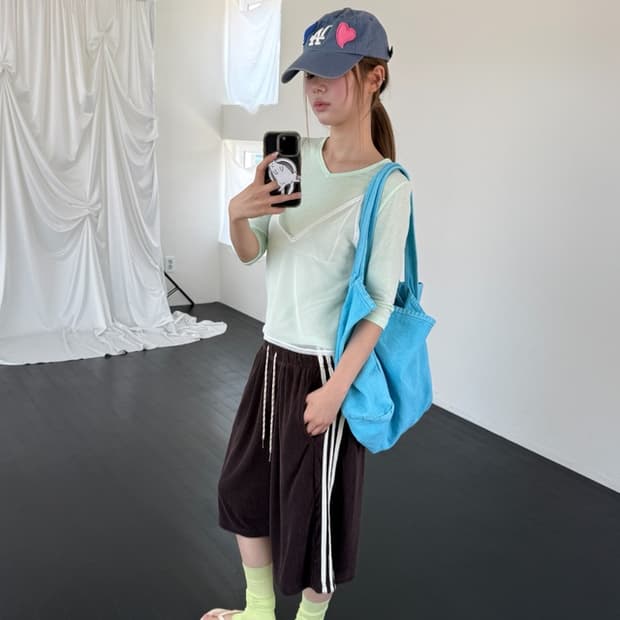 어나더랭귀지 타올 버뮤다 트랙팬츠