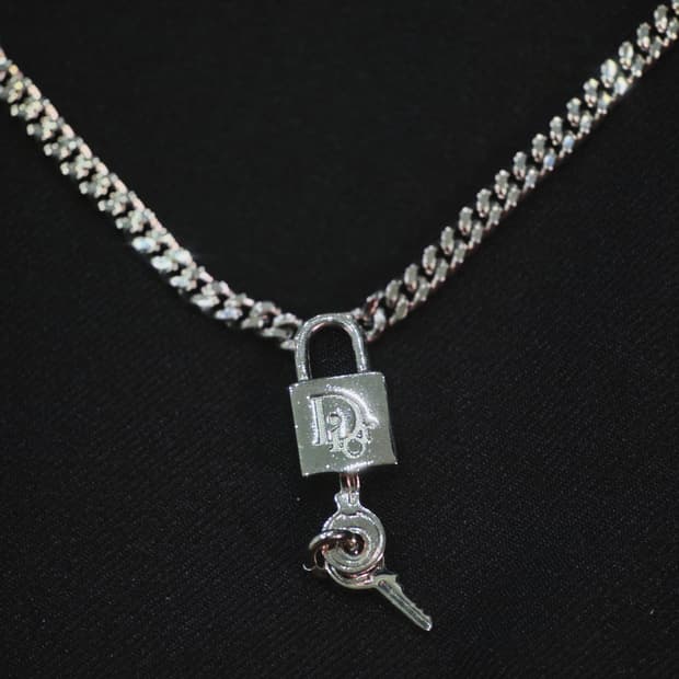 디올 은장 패들락 자물쇠 열쇠 목걸이