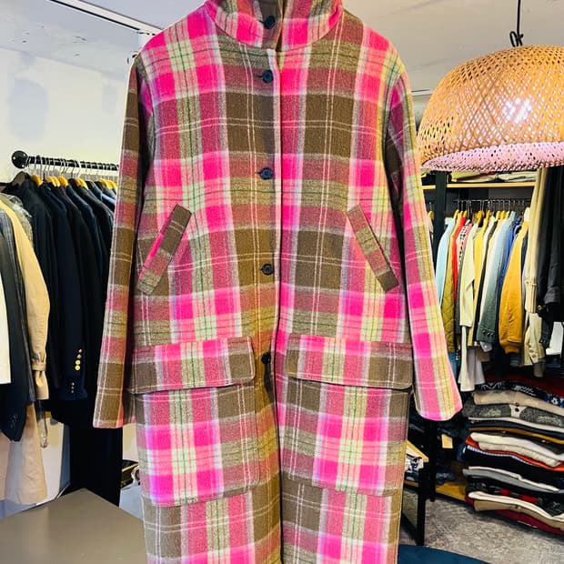 오일릴리 체크 후드 코트