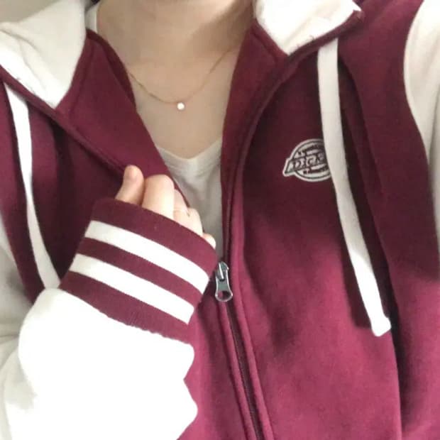 (구해요 !!) 디키즈 버건디 화이트 오트밀 후드집업