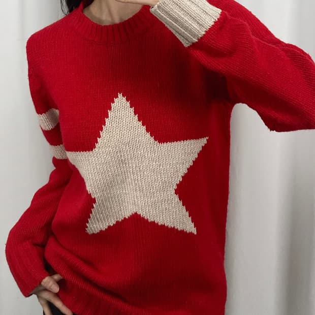 빔즈 레드 스타 니트