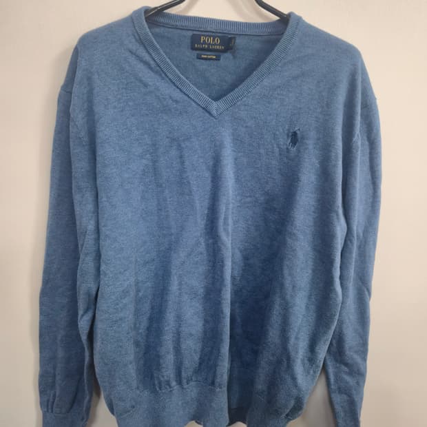 폴로 랄프로렌 V넥 니트 하늘색