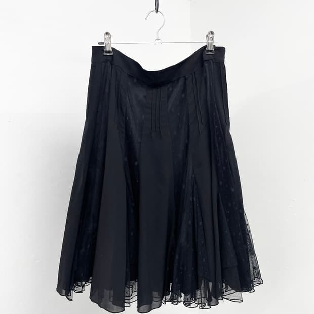 블랙 시어 도트 레이스 스커트