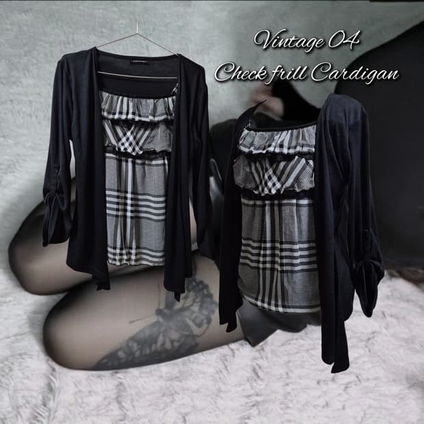 Vintage 04 Check frill Cardigan