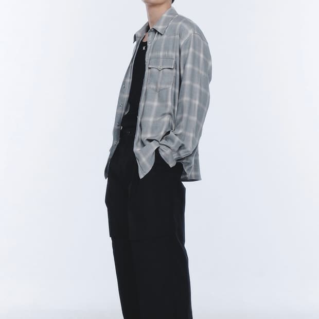 노이스 24ss 웨스턴 체크셔츠 그레이 L