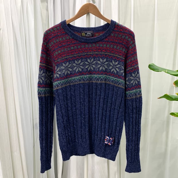 일본 빈티지 gim 브리티쉬 울 100 노르딕 니트 1822