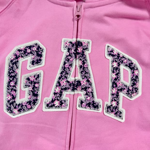 갭 딸기핑크 플라워로고 후드집업