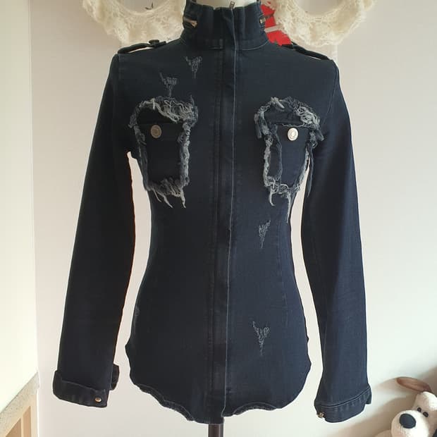 [y2k] 블랙 데님 긴팔 셔츠 스타일 자켓