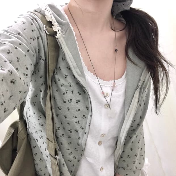 mori flower full-zip hoodie