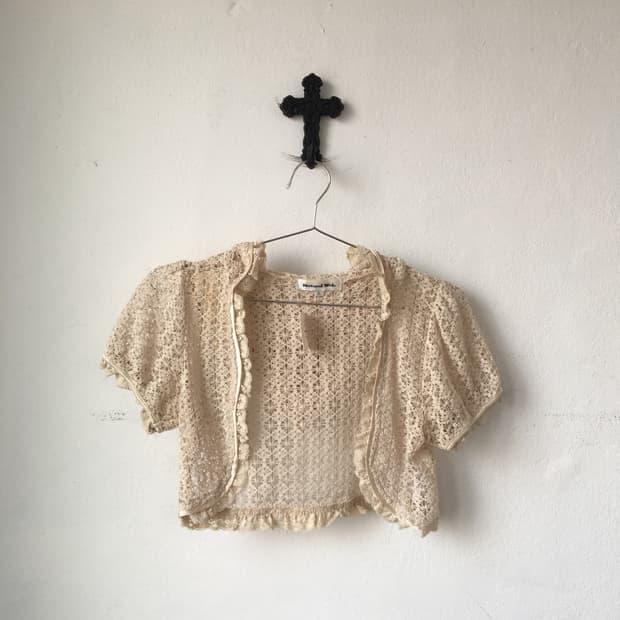 Crochet hood open cardigan