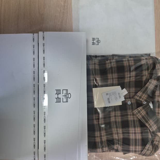 (새상품) 폴리테루 컨트리체크셔츠 오렌지 3사이즈