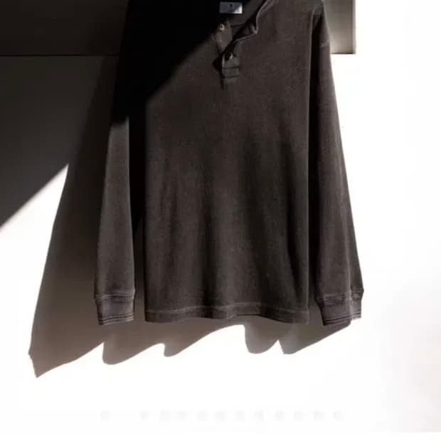 헤이스트 워시드 와플 헨리넥 빈티지 블랙