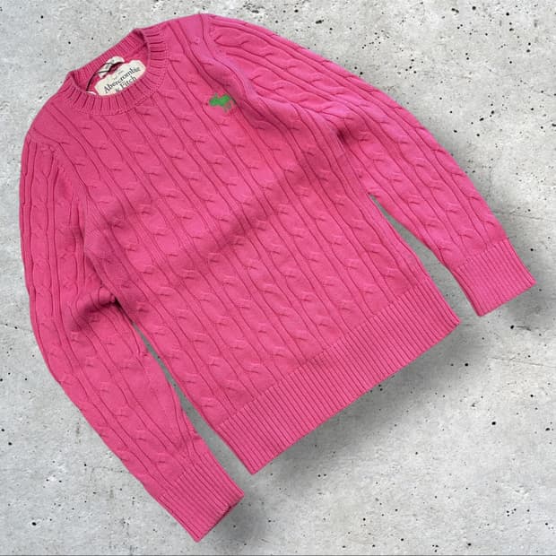 [M] 아베크롬비 핑크색 꽈배기 니트 스웨터 C209
