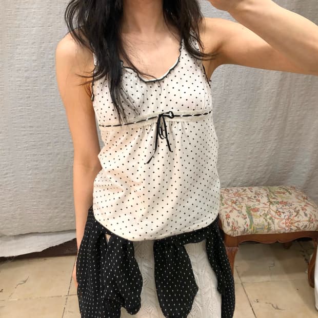 polka ribbon top