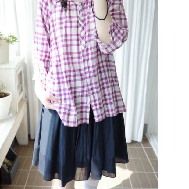 Navy natural purple check