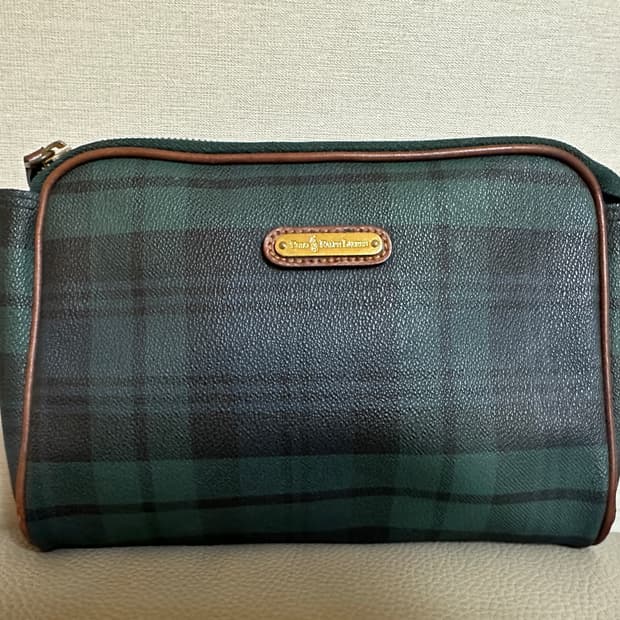 폴로 랄프로렌 클래식 체크 파우치 클러치백