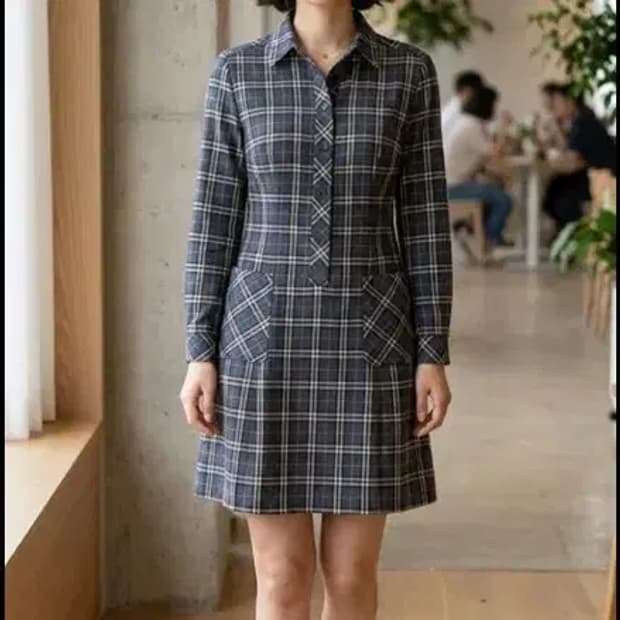 버버리 체크 셔츠 원피스 ~44반