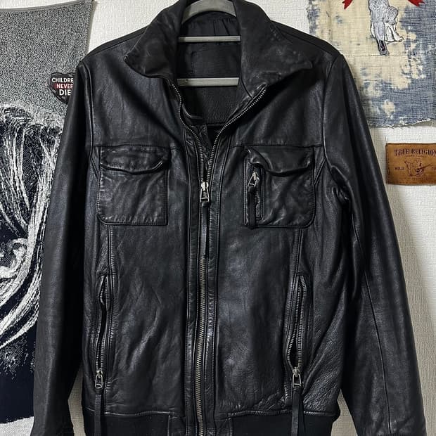 헤비 고트스킨 멀티포켓 레더 자켓