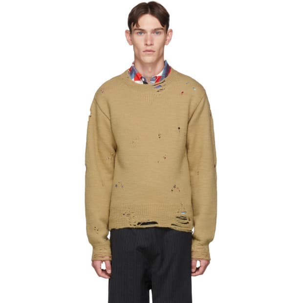 베드jw포드 BED JW FORD 탄 울 볼로 크루 스웨터 카멜 1