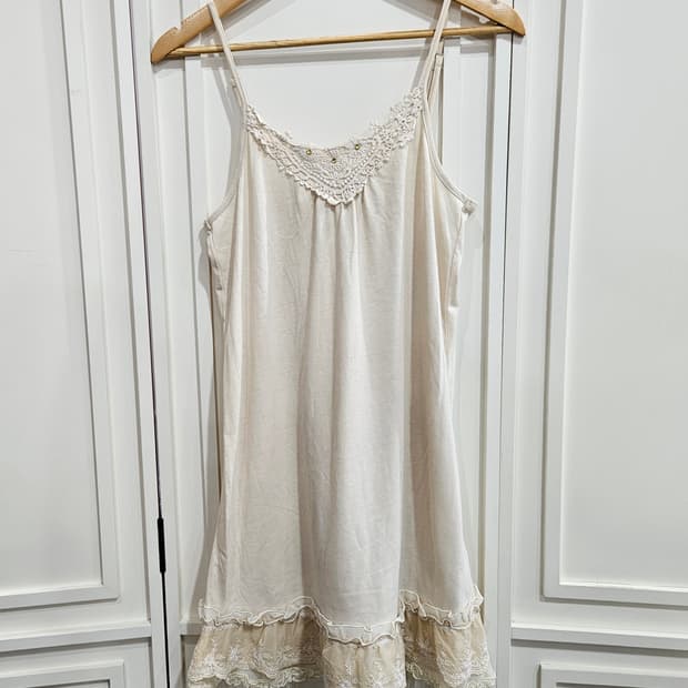 레이스 캉캉 롱 슬립 원피스