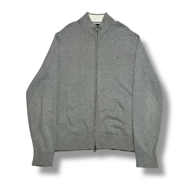 Tommy Hilfiger 그레이 반폴라 니트집업