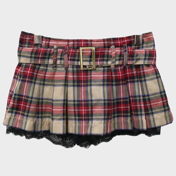 GROWING RICH 체크 마이크로 미니 스커트 64627