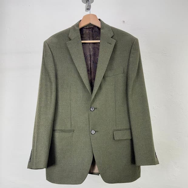 로렌 랄프로렌 솔리드 그린 노치드 라펠 2b 블레이저