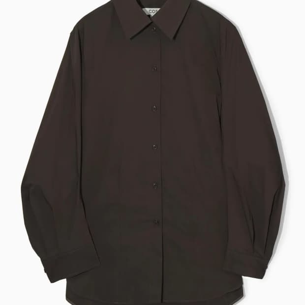 코스COS코튼 블렌드 오버사이즈 셔츠 브라운