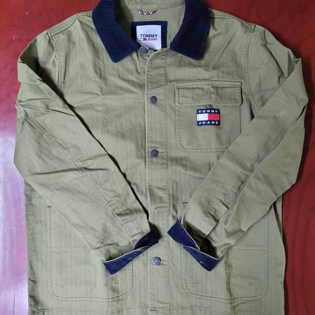 타미진스 배색 코듀로이 카라 워크 자켓